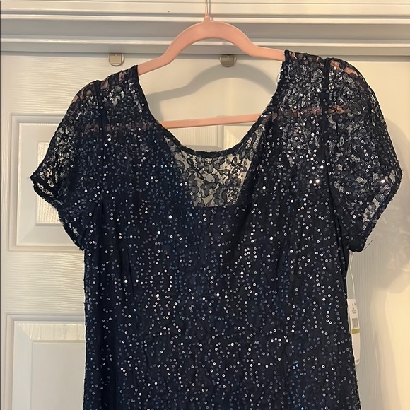 SLNY Navy Sequin Embellished Midi Gown - Picture 7 of 9